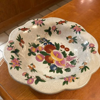 Vntg Chinese Ceramic Bowl w Fruit Motif
