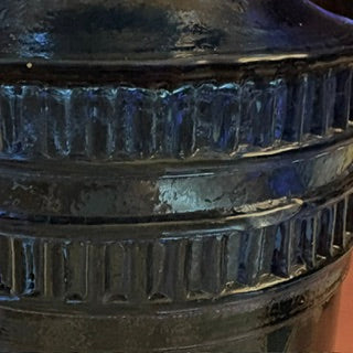 Vntg Cobalt Glass Bottle w Ridged Bands