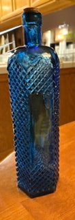Vntg Hexagonal Cobalt Blue Bottle