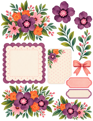 Purple Posies Scrapbook Kit