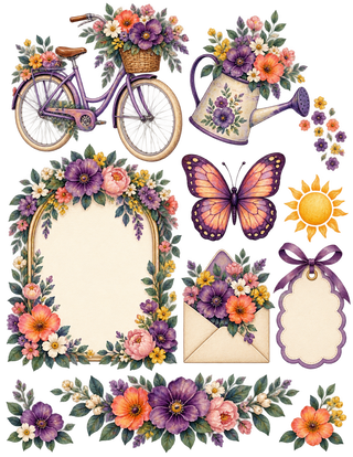 Purple Posies Scrapbook Kit