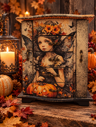 Upcycled Halloween/Autumn Fairy Jewelry Box