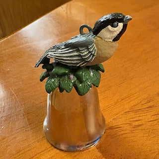 Vntg Handpainted Chickadee Bell Ornament