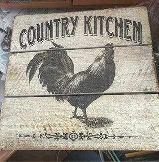 Country Kitchen Chicken Wooden Sign