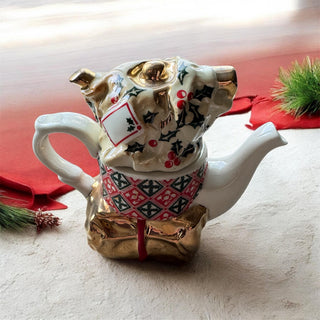 Ceramic Christmas "Gift Box" Novelty Teapot