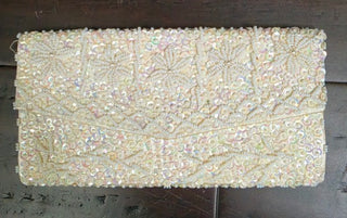 Vintage hand-beaded and sequined envelope clutch