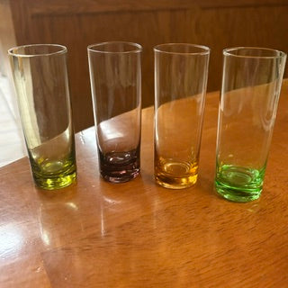 MCM Colored Glass Cylinder Cordials - Set of 4