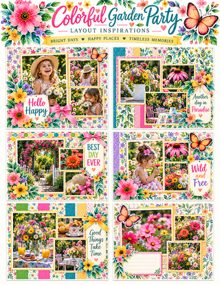 COLORFUL GARDEN PARTY – 12×12 SCRAPBOOK KIT