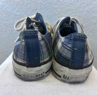 CONVERSE BLUE/GRN/WHITE FLANNEL PLAID LOW TOPS