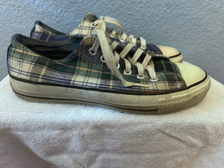CONVERSE BLUE/GRN/WHITE FLANNEL PLAID LOW TOPS