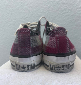 CONVERSE RED/GRAY PLAID WOOL LOW TOP