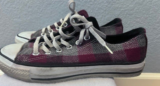 CONVERSE RED/GRAY PLAID WOOL LOW TOP
