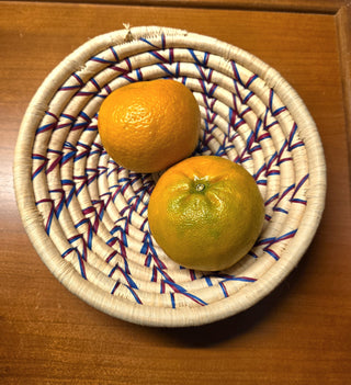 Handwoven African Raffia Basket Bowl - Artisan Decorative Piece