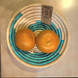 Handwoven African Raffia Basket Bowl - Artisan Decorative Piece