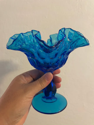 Blue Fenton Compote