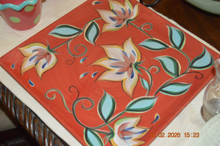 Southern Living at Home 13x13 square platter hand painted