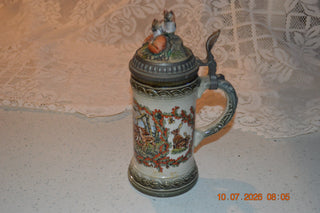 Authentic vintage Ceramic 9 1/2" stein with lid