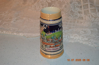 Vintage ceramic Salzberg beer stein 7"