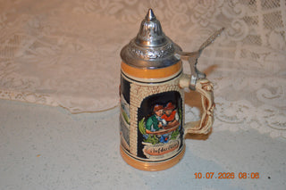 vintage beer stein 7" with  lid
