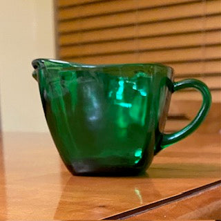 Vtg Anchor Hocking Green Creamer