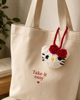 Crochet Hello Kitty Bag Charm