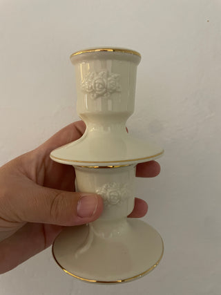 Lenox pair rose blossom candletick