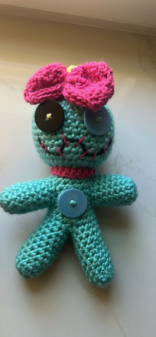 handmade crochet amigurumi doll of Scrump