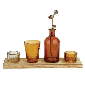 AMBER CANDLE/VASE SET