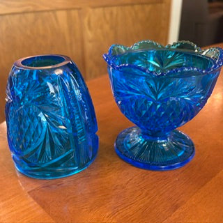 Fenton Fairy Lamp, Bluenique Pineapple Heart