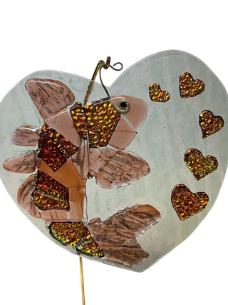 Art Glass Fish in Heart Signed by Vanessa Bondon RSV