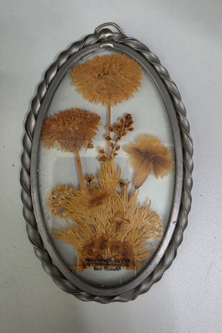 Vintage Lasting Impressions real pressed flowers glass suncatcher