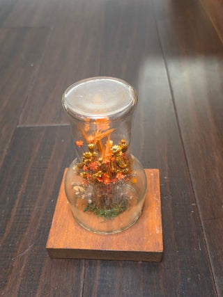 Vintage 1970s Boho Dried Flower Terrarium
