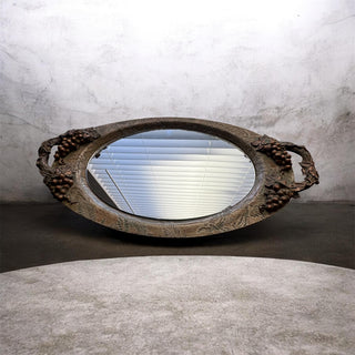 Vintage Ornate Footed Vanity Tray / Wall Mirror