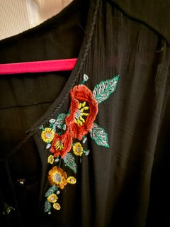 Free People Embroidered Black Dress