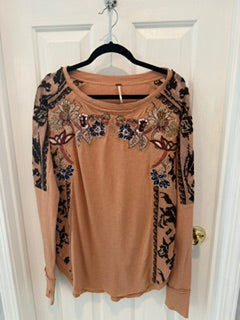 Free People Embroidered Boho Top
