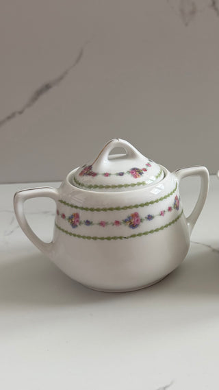 Antique KPM Krister Germany Porcelain Covered Sugar Bowl with Lid