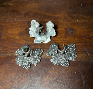 3pc pewter grapevine wine glass stem ornaments