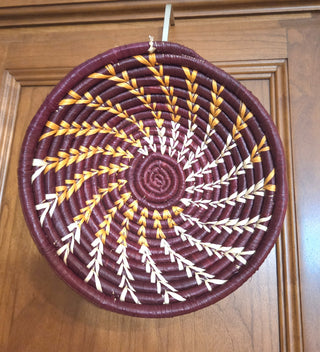 Handwoven African Raffia Basket Bowl - Artisan Decorative Piece