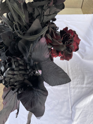 Red Vase w/ Black Flowers