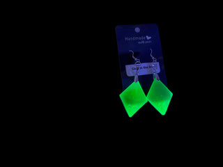 Earrings Lg.  Resin Glow In Dark Diamond