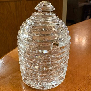 Godinger Crystal Beehive Honey Jar w Lid
