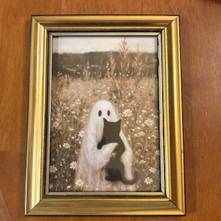 Gold/Black Frame w Ghost/Black Cat Print