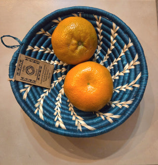 Handwoven African Raffia Basket Bowl - Artisan Decorative Piece
