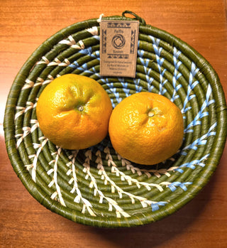 Handwoven African Raffia Basket Bowl - Artisan decorative piece