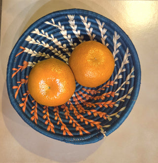 Handwoven African Raffia Basket bowl - Artisan decorative piece