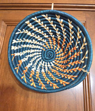 Handwoven African Raffia Basket bowl - Artisan decorative piece