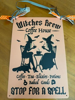 Embellished Halloween tin sign