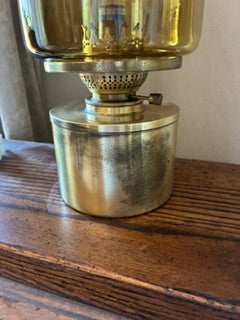 Vtg MCM Brass & Glass Kerosine Oil Lamp