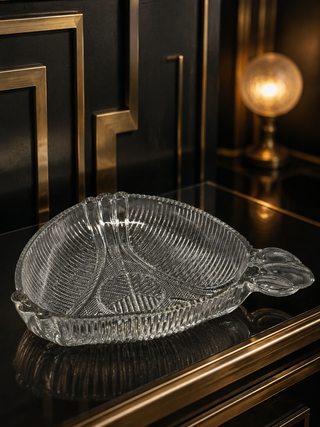 1930s Hazel Atlas Clear Glass Triangular Handled Relish Candy Dish