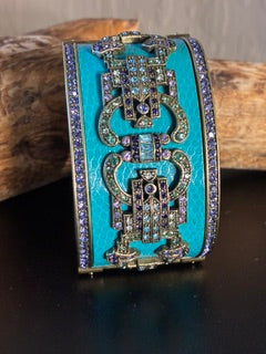 Heidi Daus Denim & Deco Turquoise Crystal Hinged Cuff